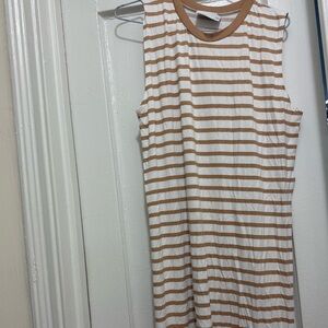 ASOS Brown and White Striped Maxi Dress